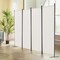 White Polyester Fabric Carbon Steel 4-Panel Room Divider Screen Foldable